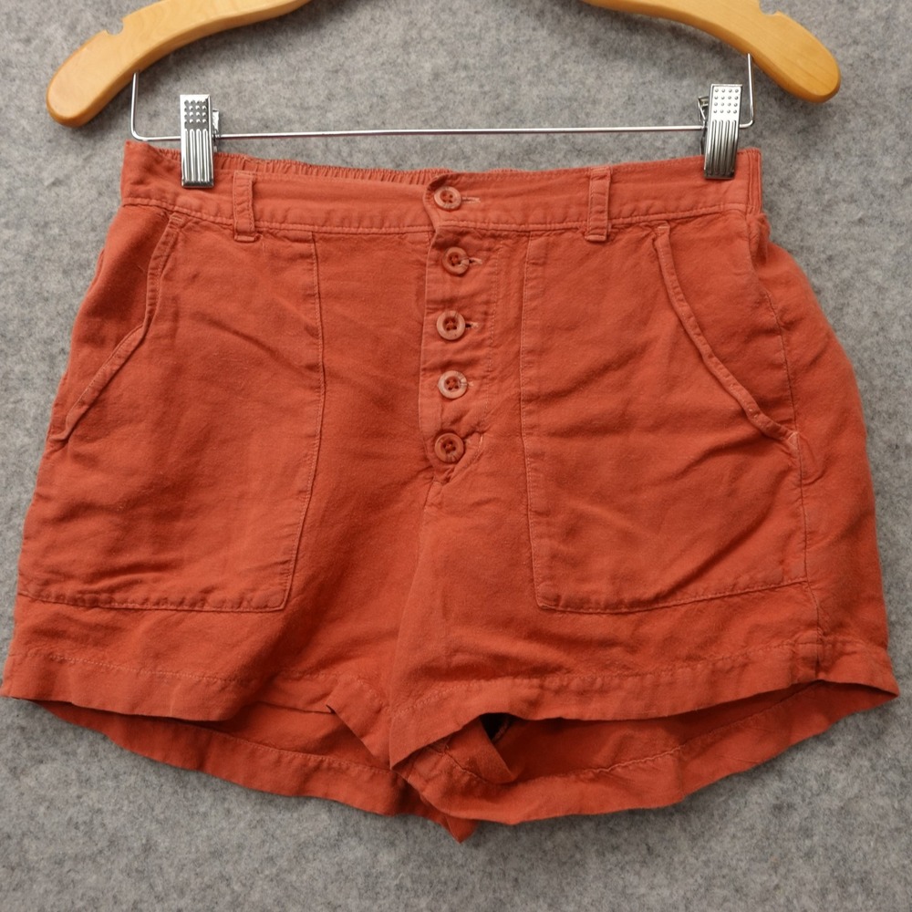 Earthy Minimalist Linen Shorts Womens XS Terracotta Summer Boho CLOTH STONE 27x2